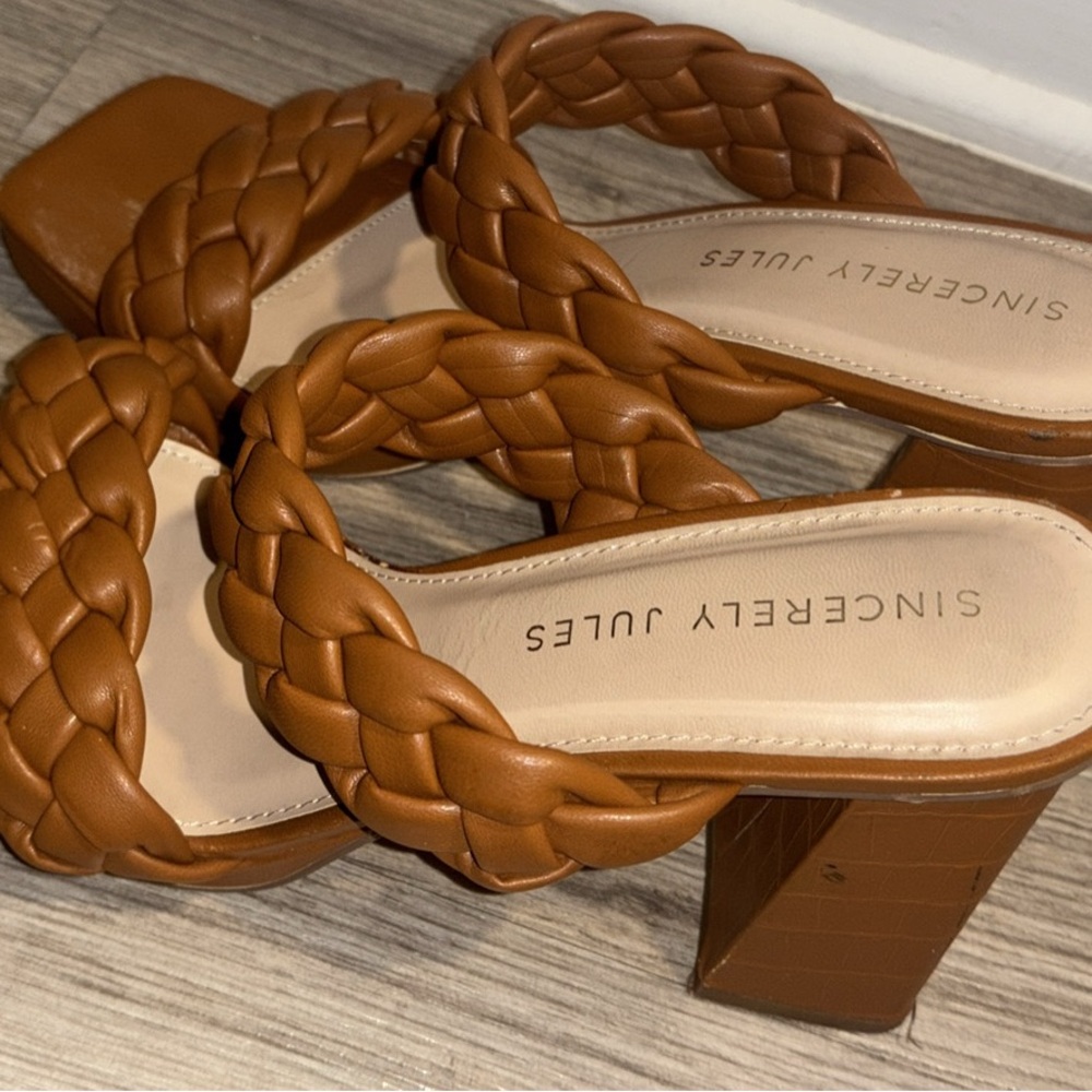 Sincerly Jules Women's Brown Braided Heeled Sandals